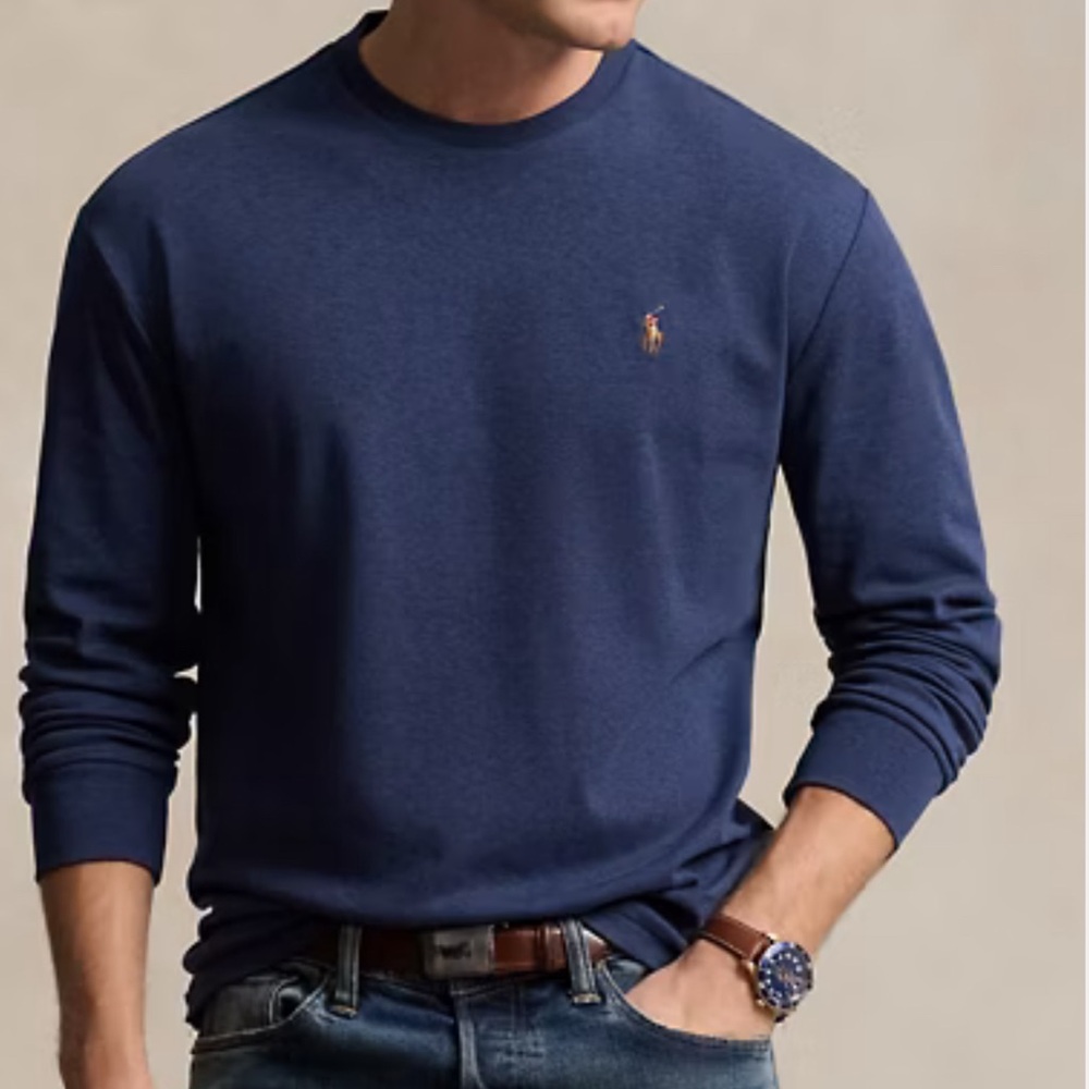 Ralph Lauren Polo Classic Fit Soft Cotton Crewneck Long Sleeve Blue TShirt XL